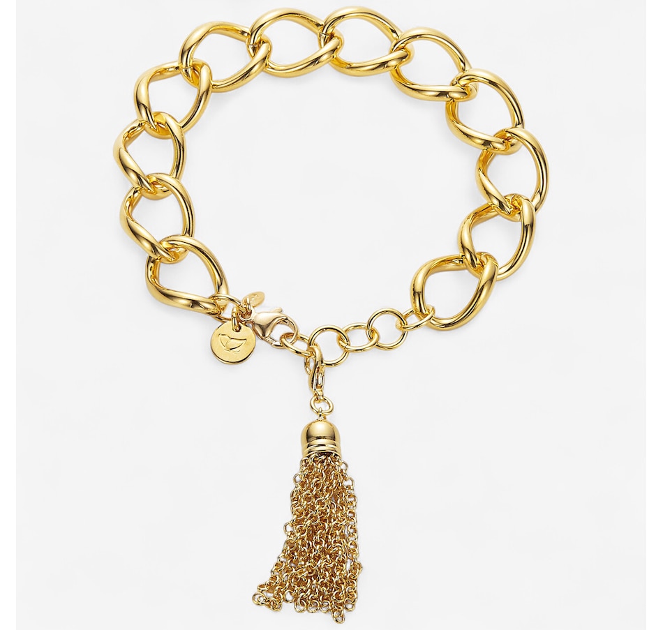 Image 244122.jpg, Product 244-122 / Price $79.99, Bronzoro Yellow Gold Plate Chunky Link Bracelet With Removable Tassle from Bronzoro on TSC.ca's Jewellery department