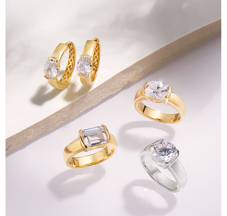 Image 244452_ALTMORE100.jpg, Product 244-452 / Price $99.99, Diamonelle Sterling Silver Shaped Diamonelle Semi Bezel Ring from Diamonelle on TSC.ca's Jewellery department