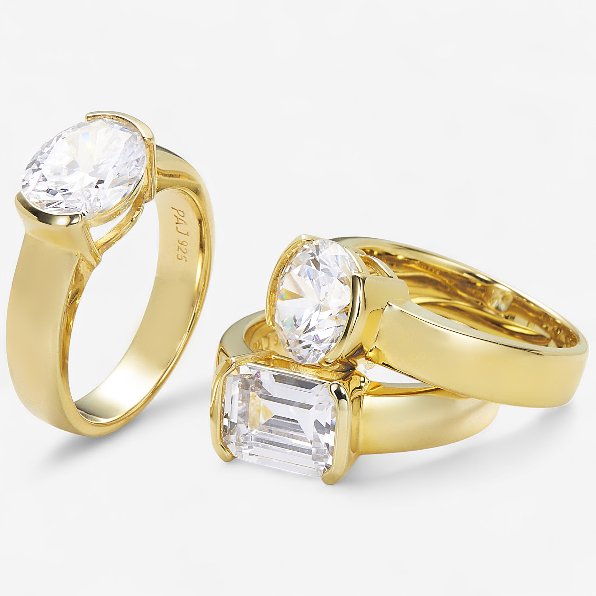 ☆TATIANA☆ Silver 925 Draw Line Ring CR1844 Diamonelle Sterling Silver Shaped Diamonelle Semi Bezel Ring