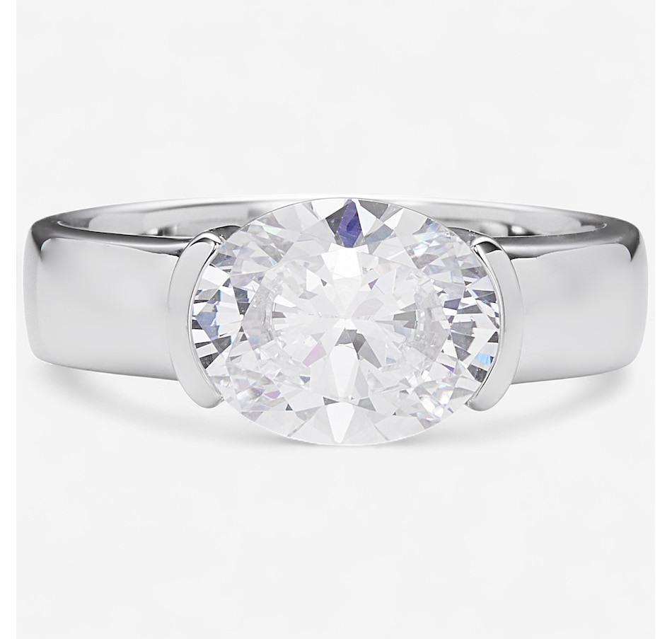 Image 244452_RHOVL.jpg, Product 244-452 / Price $99.99, Diamonelle Sterling Silver Shaped Diamonelle Semi Bezel Ring from Diamonelle on TSC.ca's Jewellery department