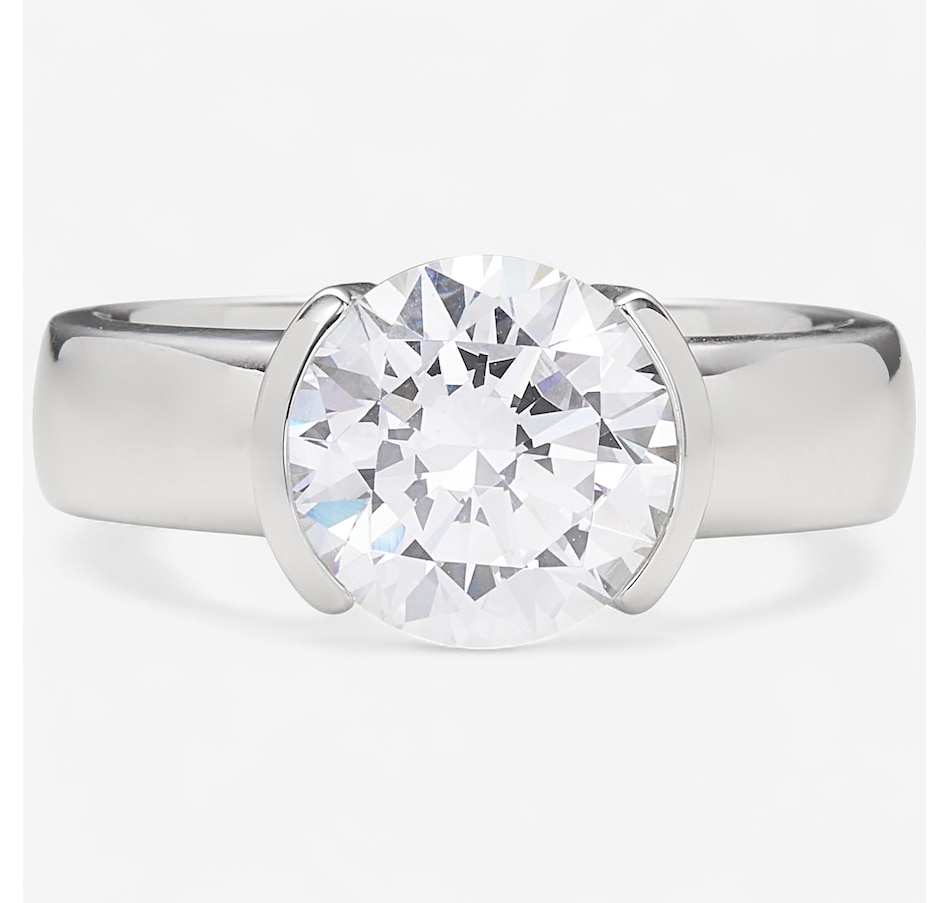 Image 244452_RHRND.jpg, Product 244-452 / Price $99.99, Diamonelle Sterling Silver Shaped Diamonelle Semi Bezel Ring from Diamonelle on TSC.ca's Jewellery department