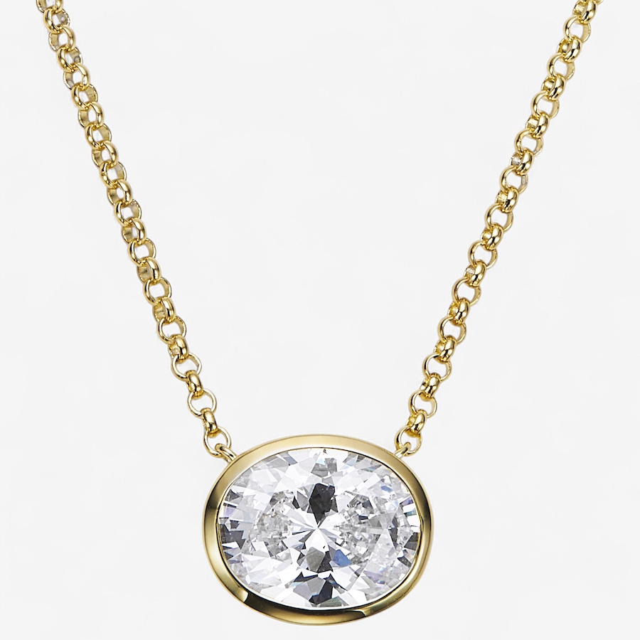 Image 244454_GPOVL.jpg, Product 244-454 / Price $129.99, Diamonelle Sterling Silver Shaped Diamonelle Semi Bezel Pendant Necklace from Diamonelle on TSC.ca's Jewellery department
