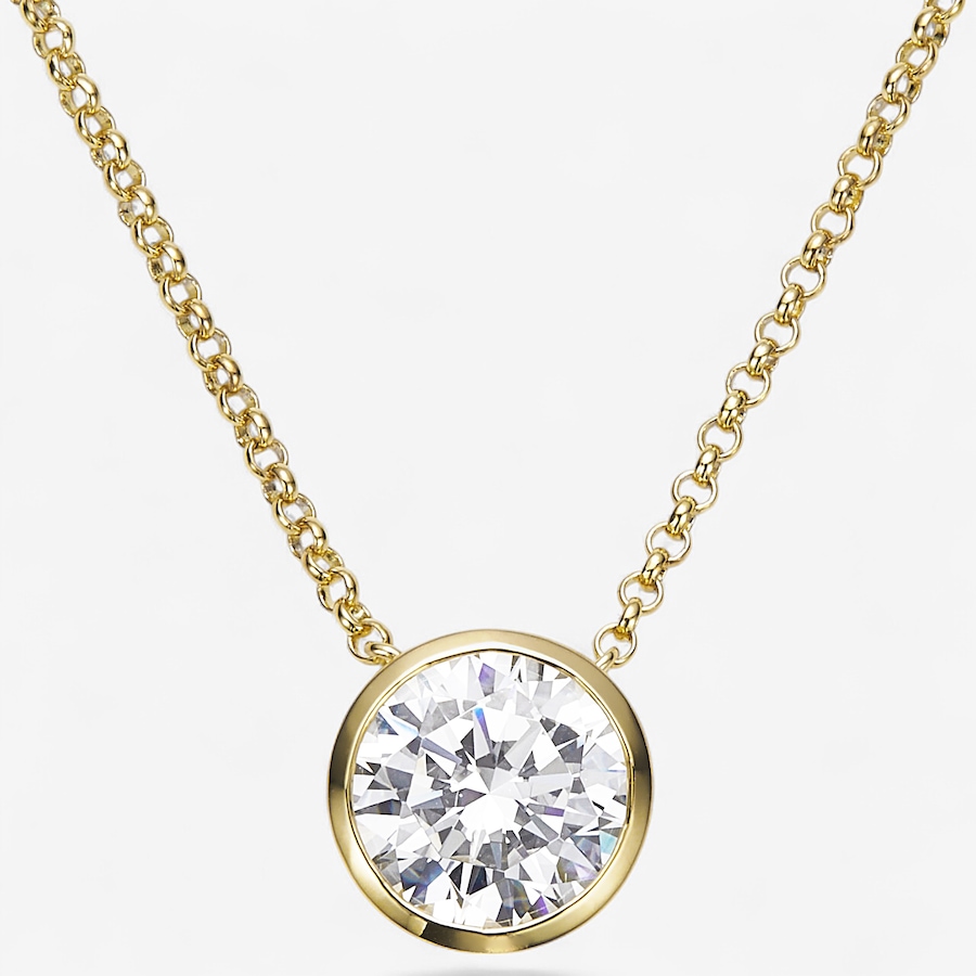 Image 244454_GPRND.jpg, Product 244-454 / Price $129.99, Diamonelle Sterling Silver Shaped Diamonelle Semi Bezel Pendant Necklace from Diamonelle on TSC.ca's Jewellery department