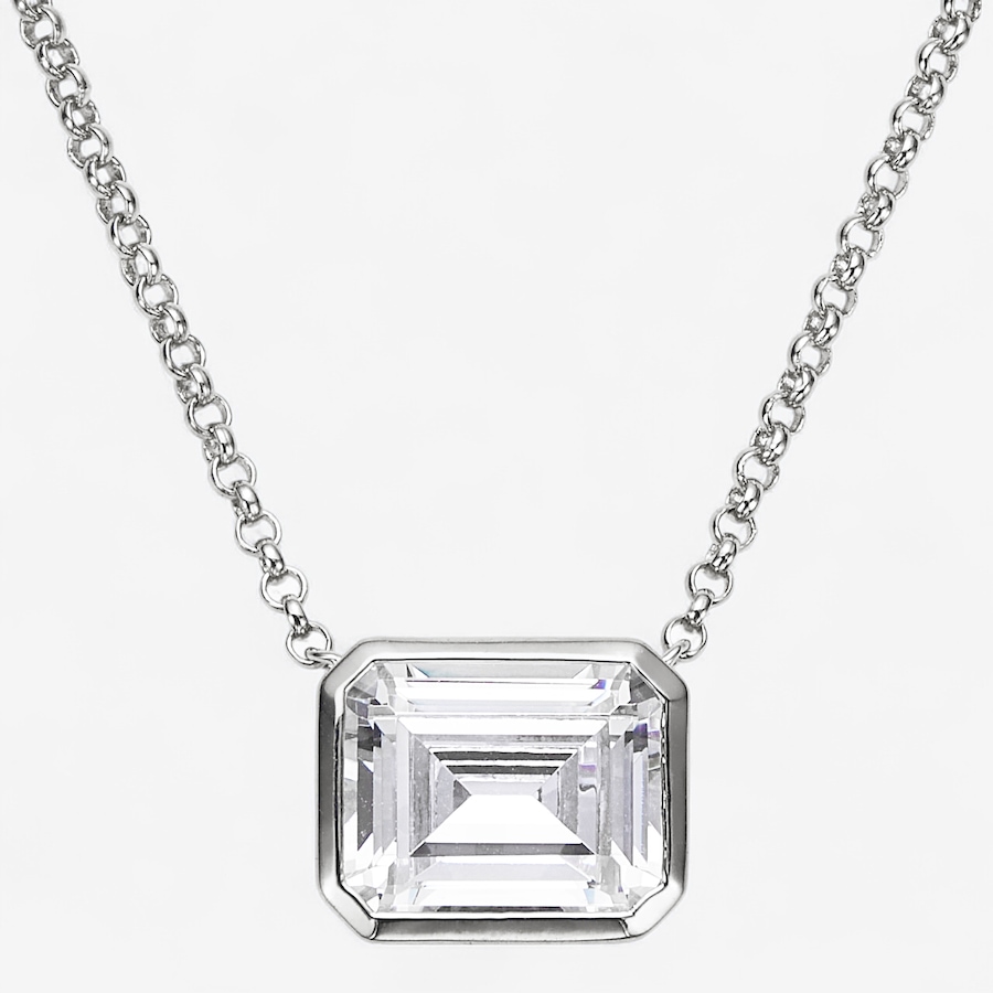 Image 244454_REMER.jpg, Product 244-454 / Price $129.99, Diamonelle Sterling Silver Shaped Diamonelle Semi Bezel Pendant Necklace from Diamonelle on TSC.ca's Jewellery department