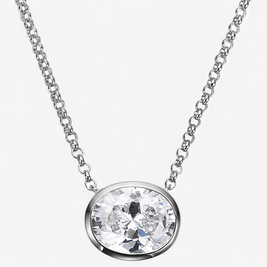 Image 244454_RHOVL.jpg, Product 244-454 / Price $129.99, Diamonelle Sterling Silver Shaped Diamonelle Semi Bezel Pendant Necklace from Diamonelle on TSC.ca's Jewellery department