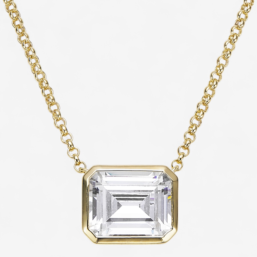 Image 244454_YEMER.jpg, Product 244-454 / Price $129.99, Diamonelle Sterling Silver Shaped Diamonelle Semi Bezel Pendant Necklace from Diamonelle on TSC.ca's Jewellery department