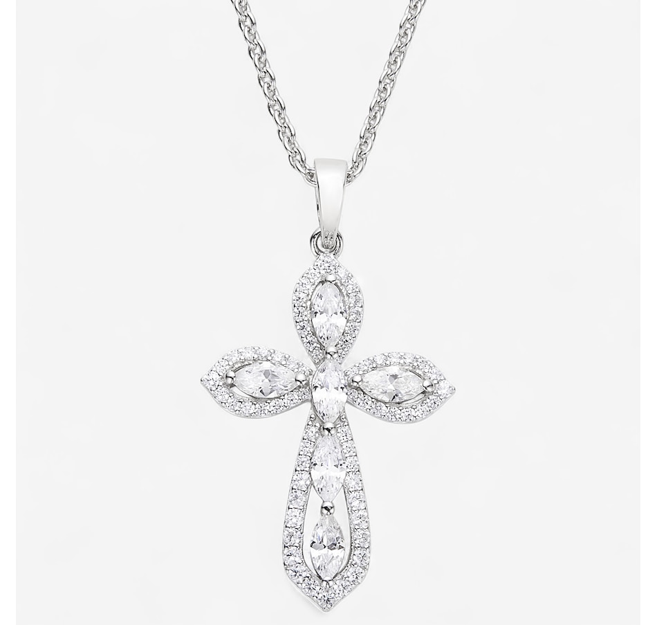 Image 244456.jpg, Product 244-456 / Price $99.99, Diamonelle Sterling Silver Rhodium Plate Diamonelle Cross Pendant with Chain from Diamonelle on TSC.ca's Jewellery department