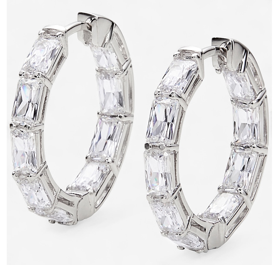Image 244460.jpg, Product 244-460 / Price $129.99, Diamonelle Sterling Silver Rhodium Plate Emerald Cut Inside Out Diamonelle Hoop Earrings from Diamonelle on TSC.ca's Jewellery department