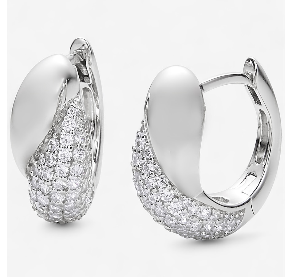 Image 244461_RHOP.jpg, Product 244-461 / Price $99.99, Diamonelle Sterling Silver Diamonelle Pave Puffy Hoop Earrings from Diamonelle on TSC.ca's Jewellery department