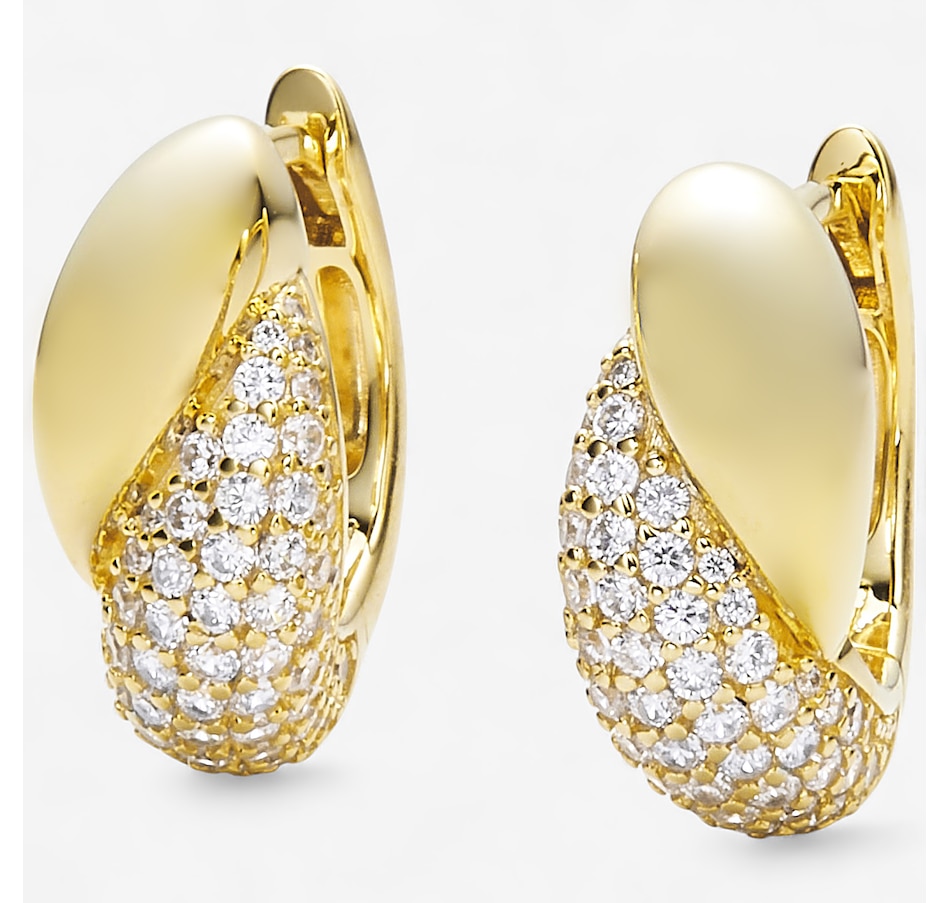 Image 244461_YGP.jpg, Product 244-461 / Price $99.99, Diamonelle Sterling Silver Diamonelle Pave Puffy Hoop Earrings from Diamonelle on TSC.ca's Jewellery department