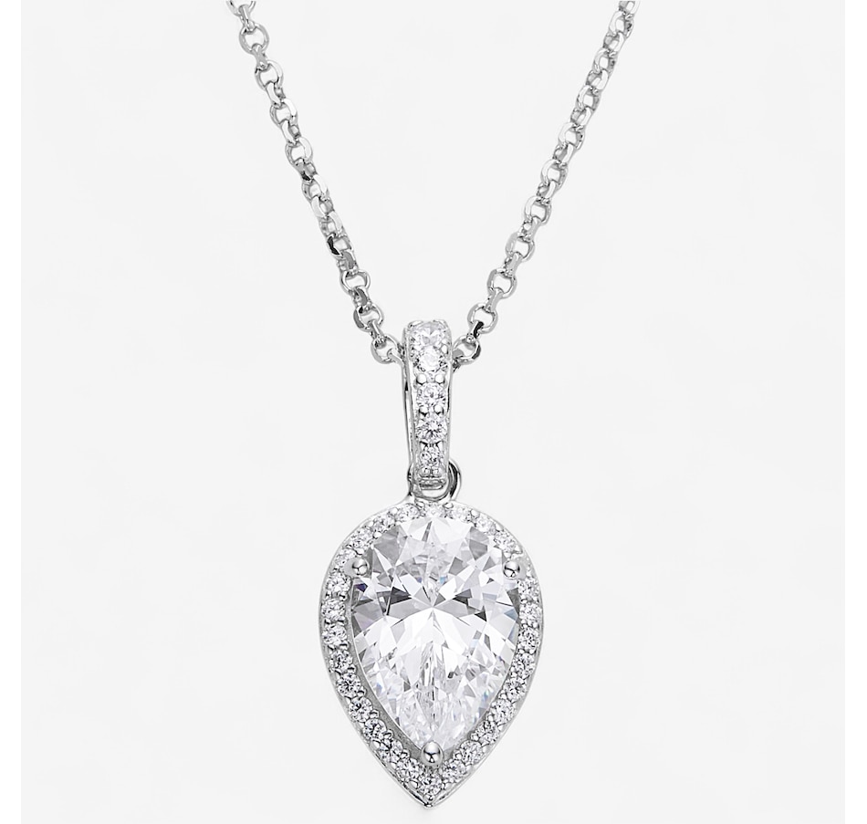 Image 244464.jpg, Product 244-464 / Price $119.99, Diamonelle Sterling Silver Rhodium Plate Diamonelle Pear Shape Halo Pendant with Chain from Diamonelle on TSC.ca's Jewellery department