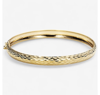 Stefano Oro 14K Yellow Gold Diamond Cut Domed Bangle