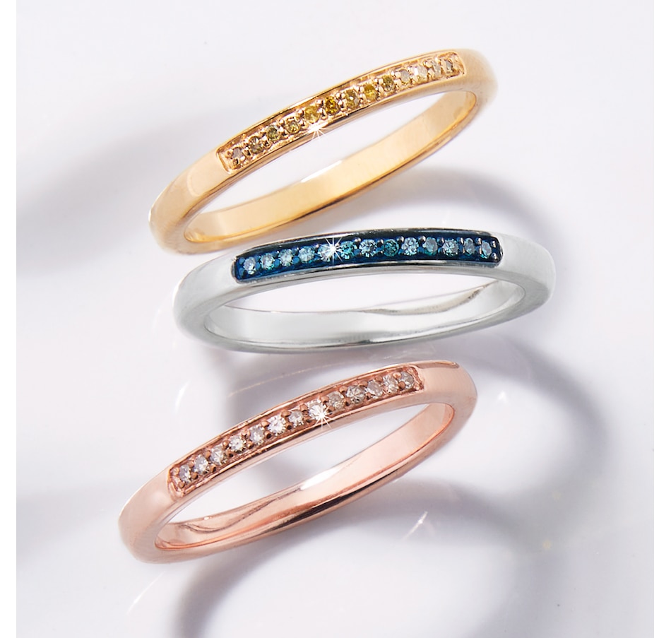 Image 244769_ALTMORE100.jpg, Product 244-769 / Price $129.99, Colours Of Diamonds Sterling Silver 0.20 ctw Champagne, Yellow and Blue Diamond Band Ring from Colours of Diamonds on TSC.ca's Jewellery department