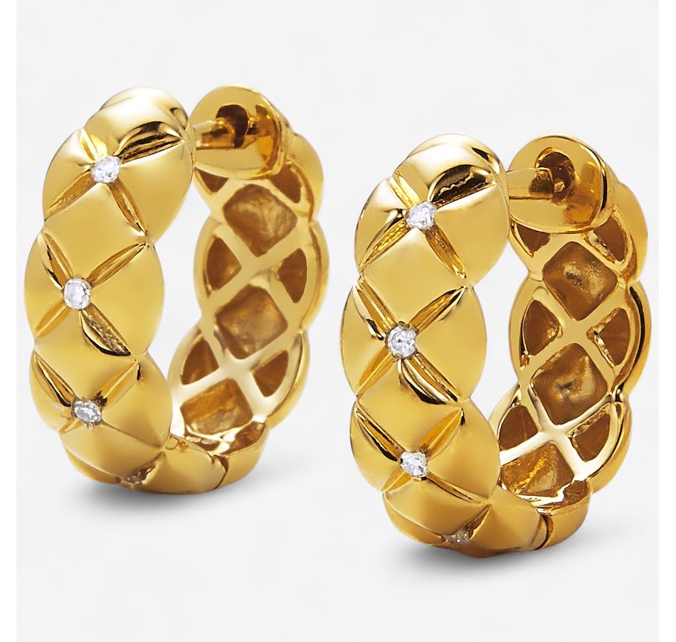 Image 244775.jpg, Product 244-775 / Price $99.99, Colours Of Diamonds Sterling Silver/14K Yellow Gold Plate 1 mic 0.05 ctw Diamond Hoop Earrings from Colours of Diamonds on TSC.ca's Jewellery department