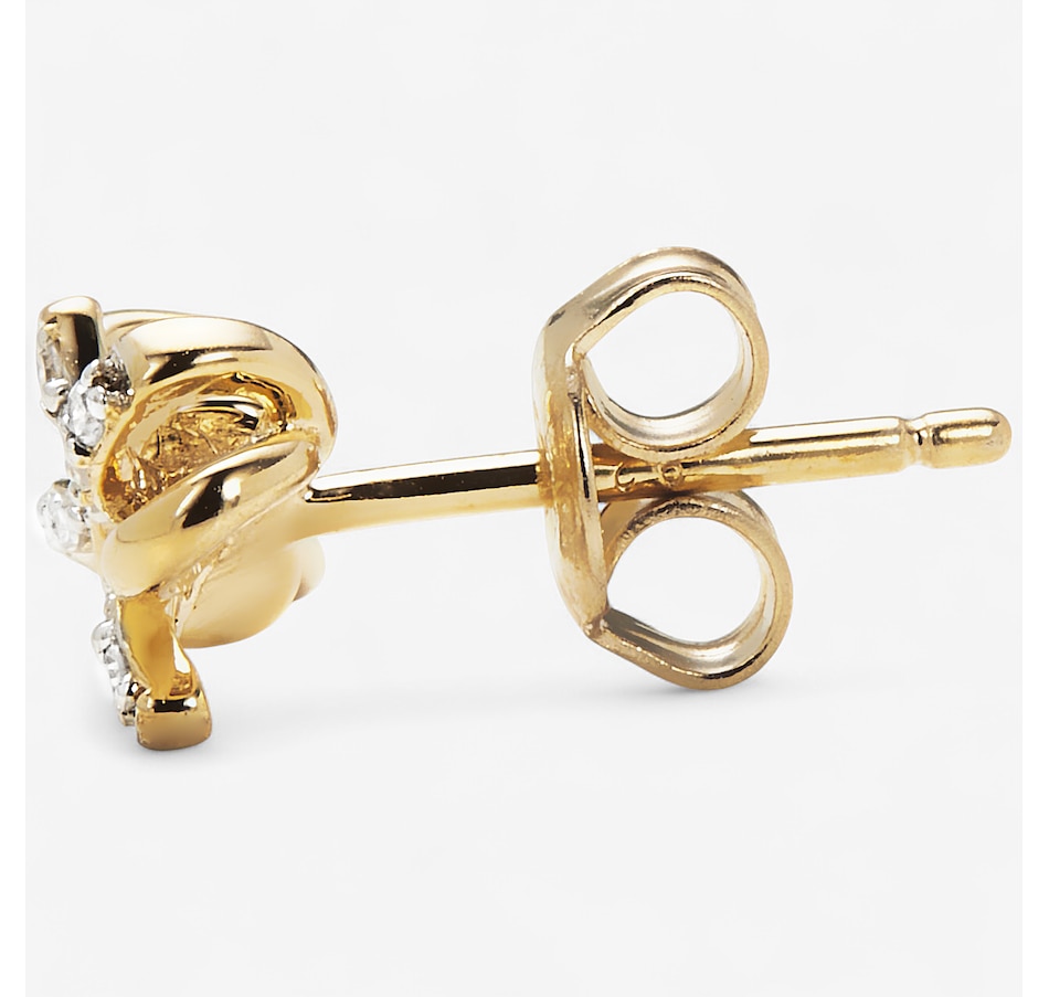 Image 244777_ALTMORE1.jpg, Product 244-777 / Price $99.99, Colours Of Diamonds Sterling Silver/14K Yellow Gold Plate 0.50 mic 0.10 ctw Diamond Bow Stud Earrings from Colours of Diamonds on TSC.ca's Jewellery department