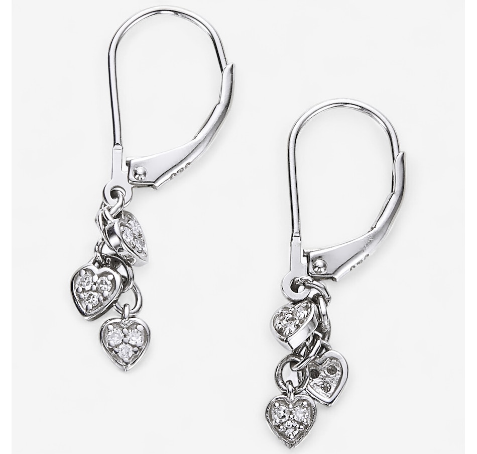 Image 244779_HEA.jpg, Product 244-779 / Price $169.99, Colours of Diamonds Sterling Silver Rhodium Plate 0.15 ctw Diamond Shaped Leverback Earrings from Colours of Diamonds on TSC.ca's Jewellery department