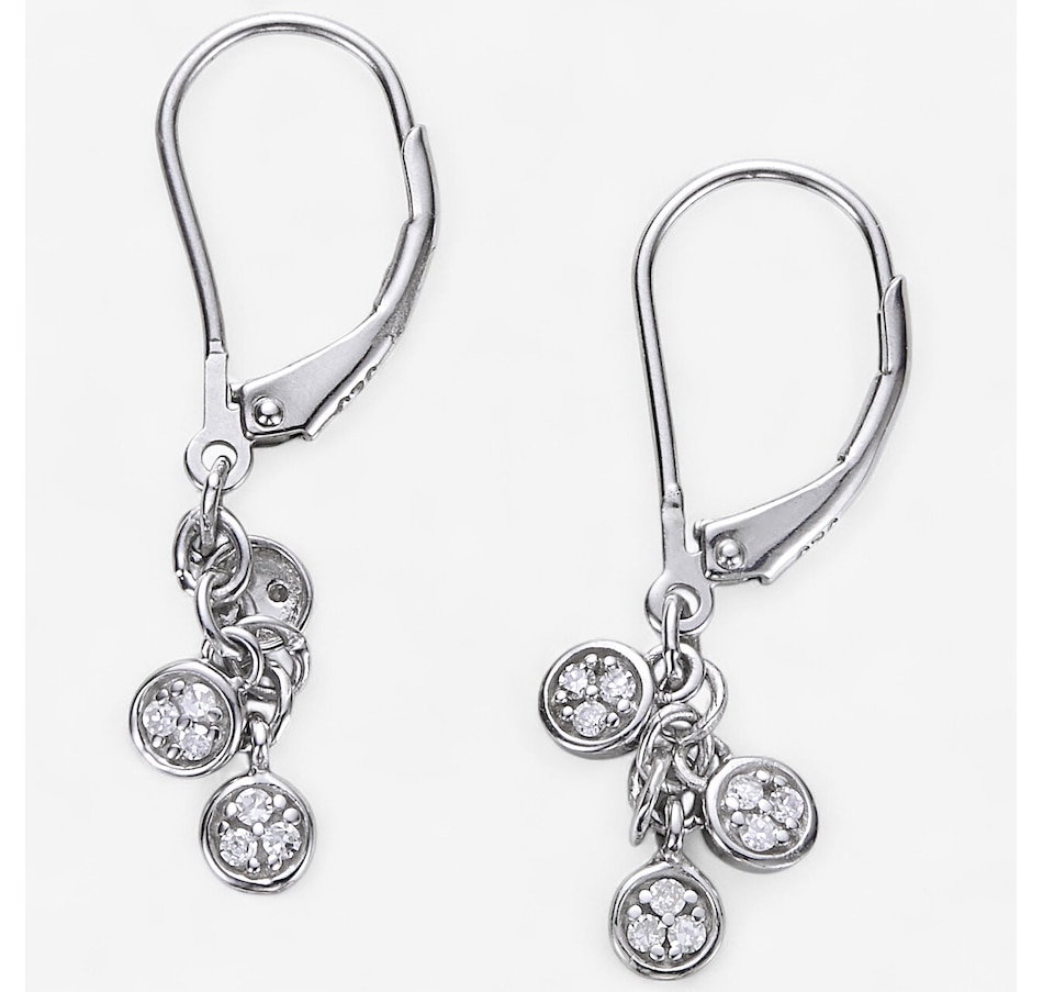 Image 244779_RND.jpg, Product 244-779 / Price $169.99, Colours of Diamonds Sterling Silver Rhodium Plate 0.15 ctw Diamond Shaped Leverback Earrings from Colours of Diamonds on TSC.ca's Jewellery department