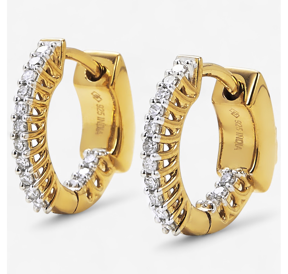 Image 244780.jpg, Product 244-780 / Price $199.99, Colours Of Diamonds Sterling Silver/14K Yellow Gold Plate 1 mic 0.20 ctw Diamond Hoop Earrings from Colours of Diamonds on TSC.ca's Jewellery department