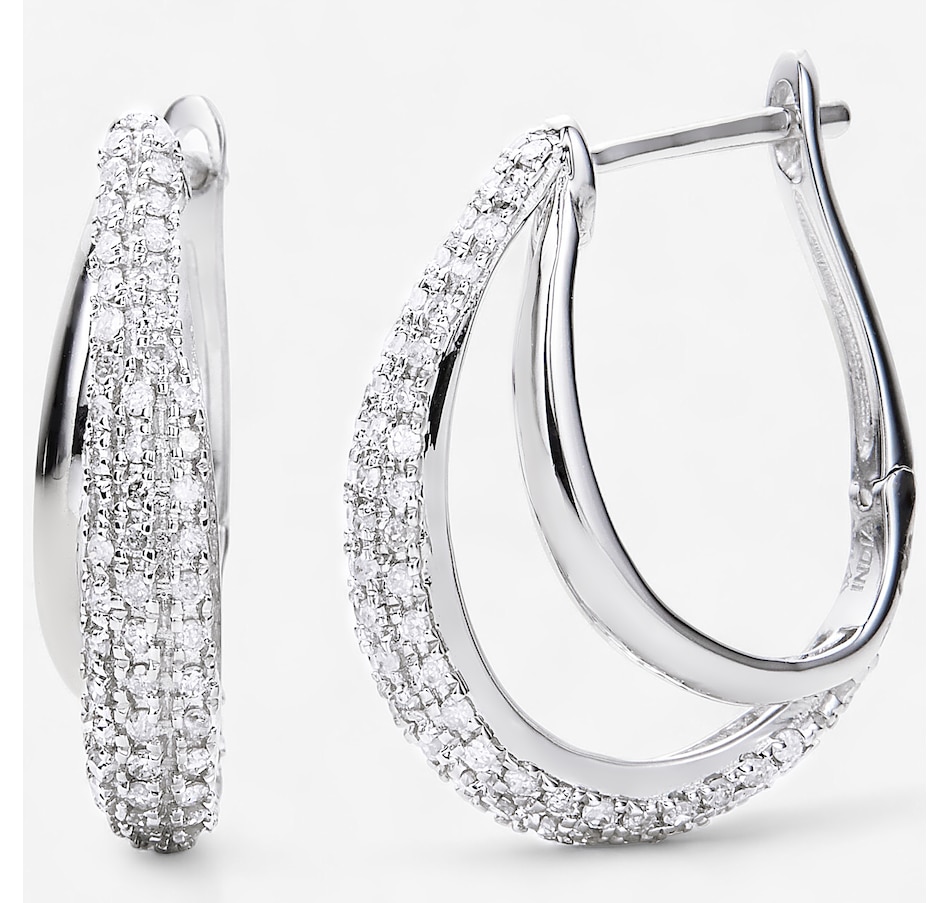Image 244800.jpg, Product 244-800 / Price $999.99, 14K White Gold 0.75 ctw Diamond Hoop Earrings from Diamond Show on TSC.ca's Jewellery department