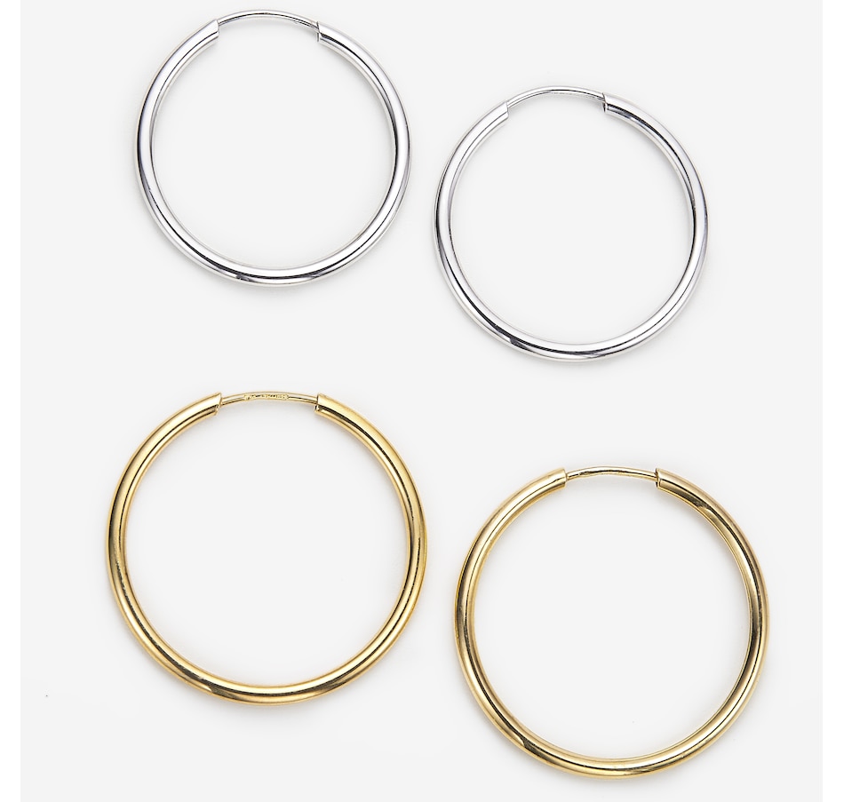 Image 244893.jpg, Product 244-893 / Price $49.99, Silver Gallery Sterling Silver Rhodium & Yellow Gold Plate Endless Hoop Set from Silver Gallery on TSC.ca's Jewellery department