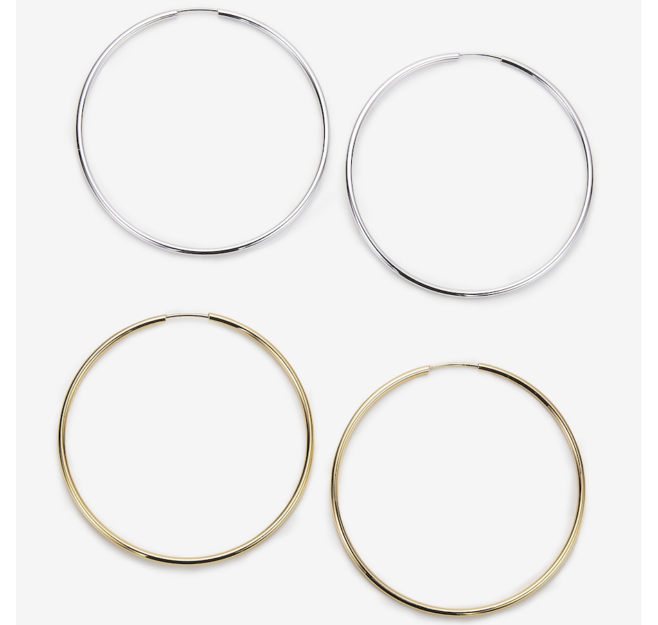 Image 244896.jpg, Product 244-896 / Price $119.99, Silver Gallery Sterling Silver Rhodium & Yellow Gold Plate 50mm Endless Hoop Set from Silver Gallery on TSC.ca's Jewellery department