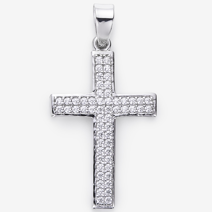 Image 244912.jpg, Product 244-912 / Price $35.88, Silver Gallery Sterling Silver Rhodium Cross Pendant With Cubic Zirconia Accent from Silver Gallery on TSC.ca's Jewellery department
