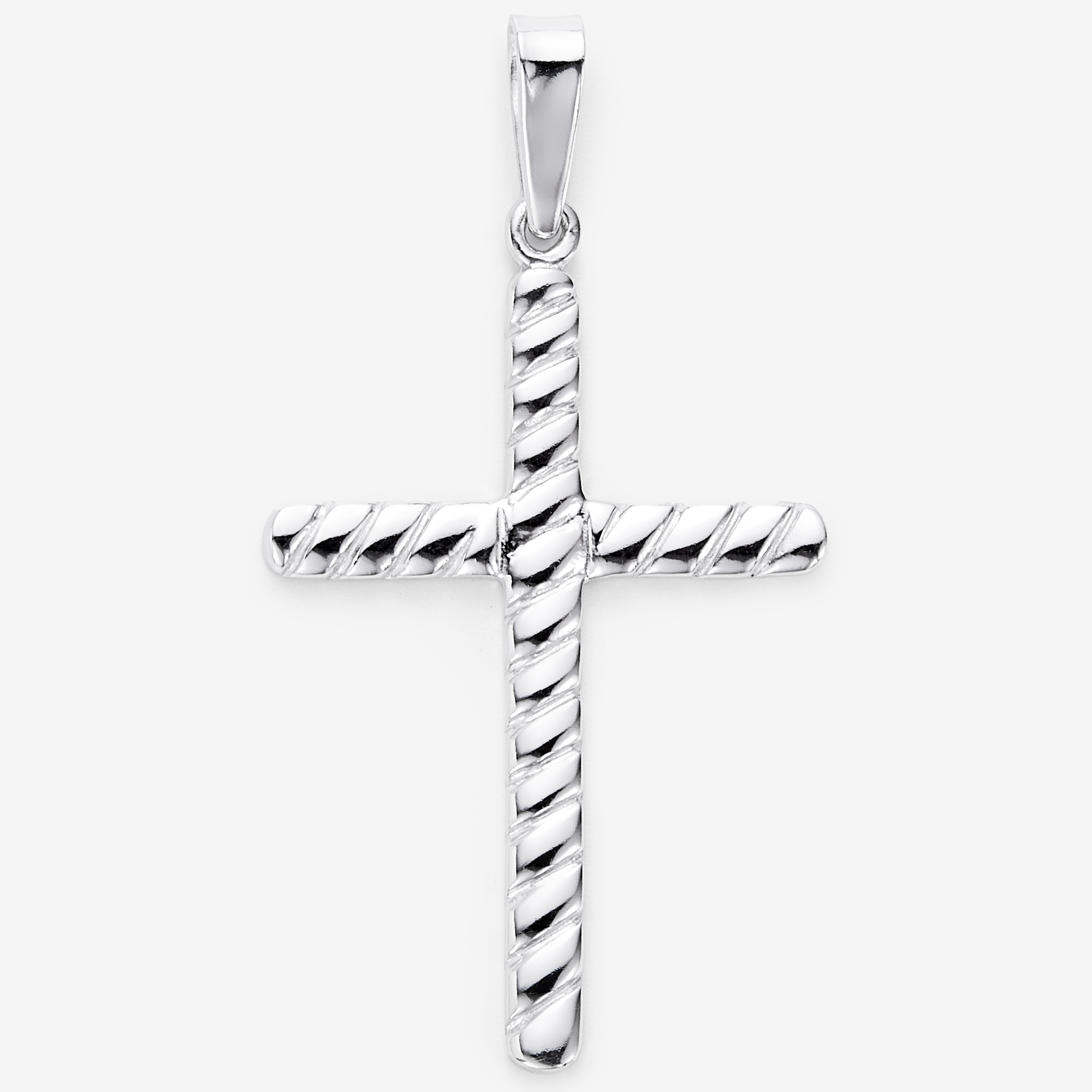 Silver Gallery Sterling Silver Rhodium Twisted Wire Cross Pendant