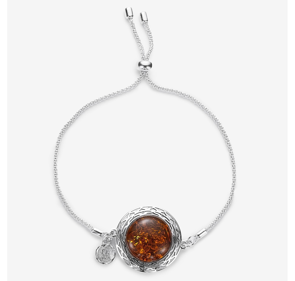 Image 244918_COGSS.jpg, Product 244-918 / Price $99.99, Amber Extraordinaire Sterling Silver Round Cabochon Amber Adjustable Bracelet from Amber Extraordinaire on TSC.ca's Jewellery department