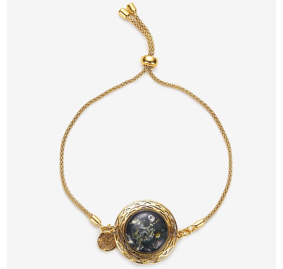 Image 244918_GRNGP.jpg, Product 244-918 / Price $99.99, Amber Extraordinaire Sterling Silver Round Cabochon Amber Adjustable Bracelet from Amber Extraordinaire on TSC.ca's Jewellery department