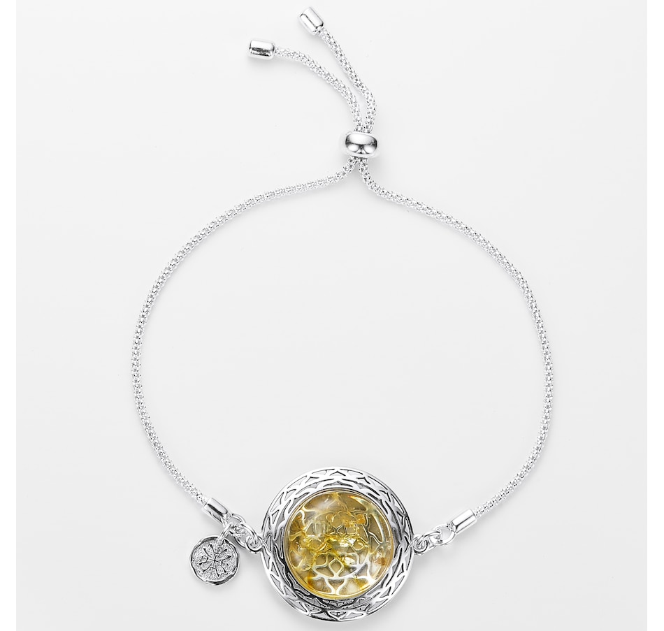 Image 244918_LEMSS.jpg, Product 244-918 / Price $99.99, Amber Extraordinaire Sterling Silver Round Cabochon Amber Adjustable Bracelet from Amber Extraordinaire on TSC.ca's Jewellery department