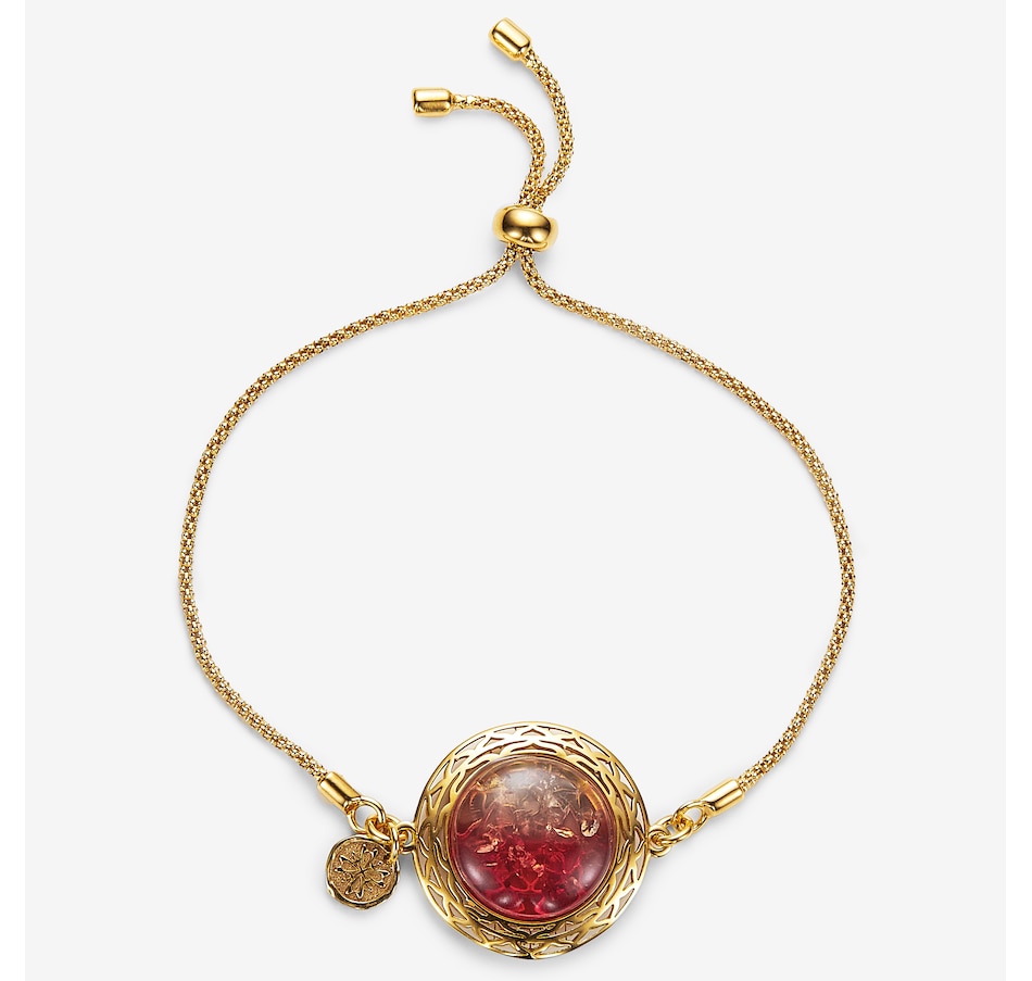 Image 244918_SSEGP.jpg, Product 244-918 / Price $99.99, Amber Extraordinaire Sterling Silver Round Cabochon Amber Adjustable Bracelet from Amber Extraordinaire on TSC.ca's Jewellery department