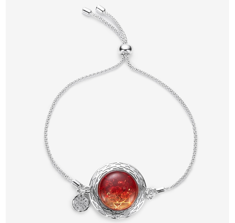 Image 244918_SSESS.jpg, Product 244-918 / Price $99.99, Amber Extraordinaire Sterling Silver Round Cabochon Amber Adjustable Bracelet from Amber Extraordinaire on TSC.ca's Jewellery department