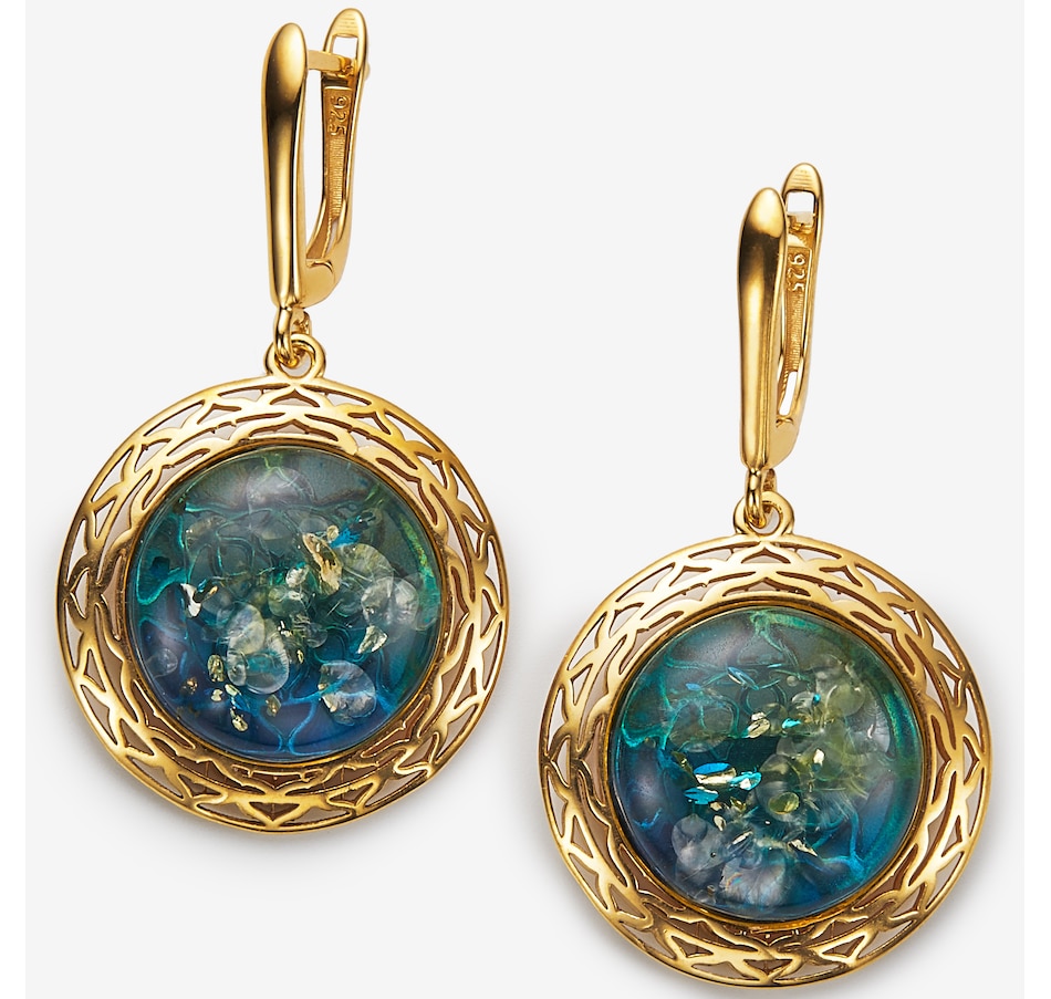 Image 244920_AQGP.jpg, Product 244-920 / Price $119.99, Amber Extraordinaire Sterling Silver Round Cabochon Amber Earrings from Amber Extraordinaire on TSC.ca's Jewellery department