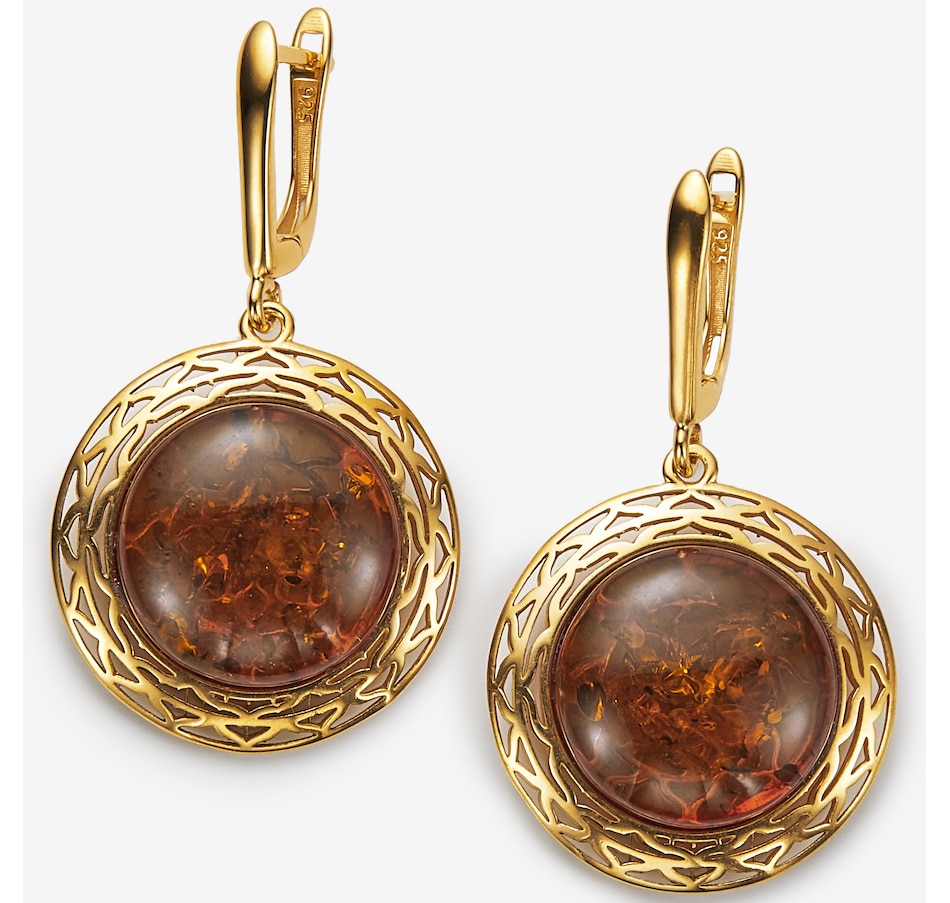 Image 244920_COGGP.jpg, Product 244-920 / Price $119.99, Amber Extraordinaire Sterling Silver Round Cabochon Amber Earrings from Amber Extraordinaire on TSC.ca's Jewellery department