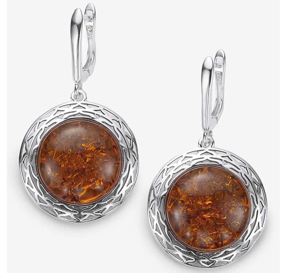 Image 244920_COGSS.jpg, Product 244-920 / Price $119.99, Amber Extraordinaire Sterling Silver Round Cabochon Amber Earrings from Amber Extraordinaire on TSC.ca's Jewellery department