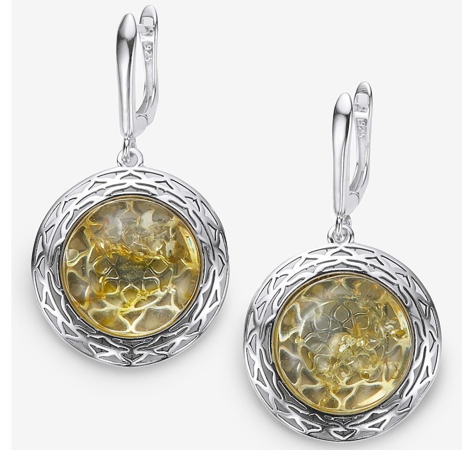 Image 244920_LEMSS.jpg, Product 244-920 / Price $119.99, Amber Extraordinaire Sterling Silver Round Cabochon Amber Earrings from Amber Extraordinaire on TSC.ca's Jewellery department