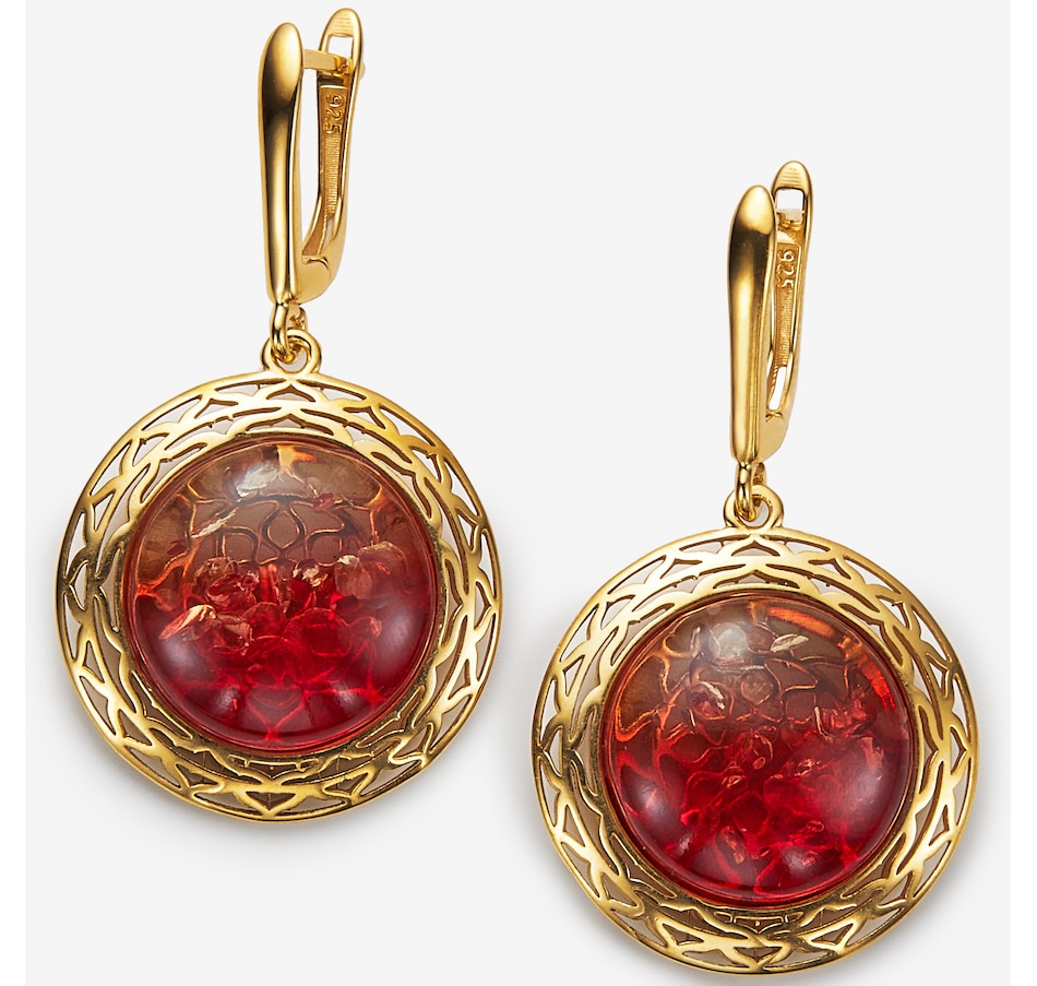 Image 244920_SSEGP.jpg, Product 244-920 / Price $119.99, Amber Extraordinaire Sterling Silver Round Cabochon Amber Earrings from Amber Extraordinaire on TSC.ca's Jewellery department