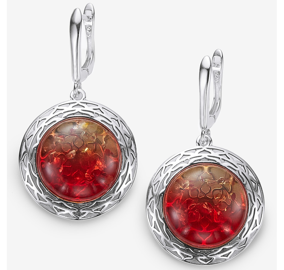 Image 244920_SSESS.jpg, Product 244-920 / Price $119.99, Amber Extraordinaire Sterling Silver Round Cabochon Amber Earrings from Amber Extraordinaire on TSC.ca's Jewellery department