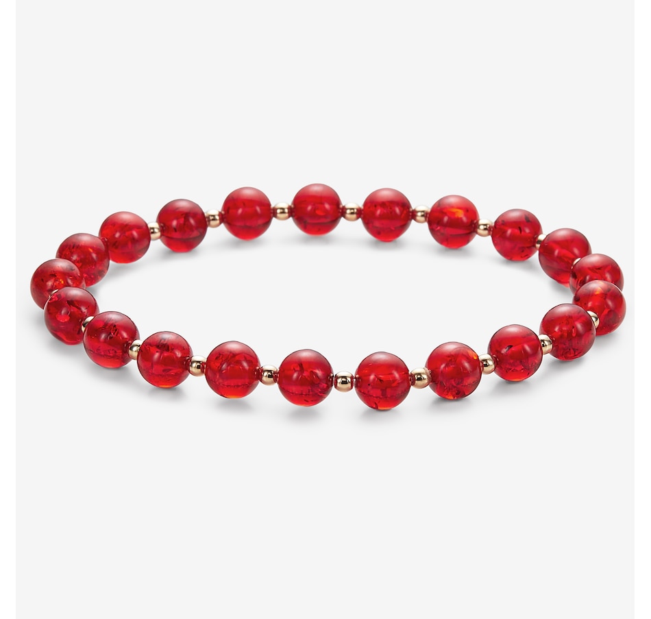Image 244921_RED.jpg, Product 244-921 / Price $49.99, Amber Extraordinaire Round Amber Bead Bracelet from Amber Extraordinaire on TSC.ca's Jewellery department