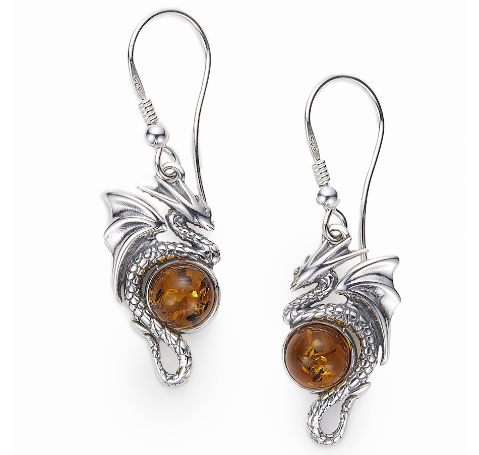 Image 244924.jpg, Product 244-924 / Price $79.99, Amber Extraordinaire Sterling Silver Amber Dragon Earrings from Amber Extraordinaire on TSC.ca's Jewellery department