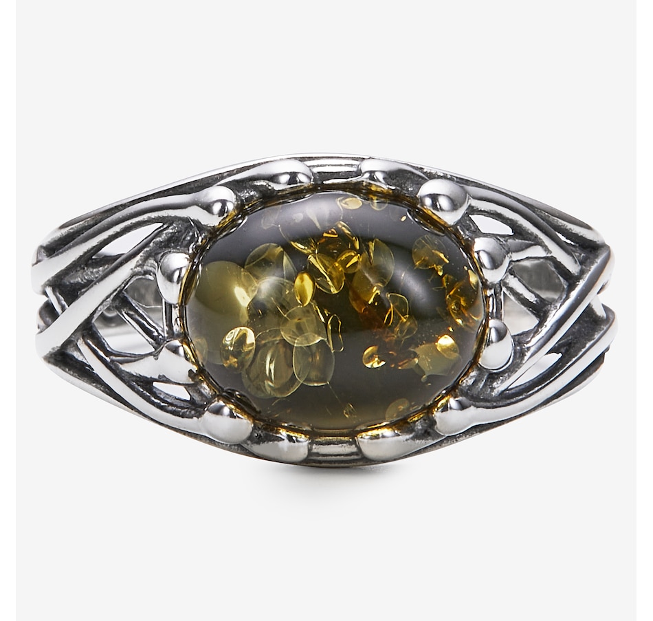 Image 244928_GRN.jpg, Product 244-928 / Price $59.99, Amber Extraordinaire Sterling Silver East West Ring from Amber Extraordinaire on TSC.ca's Jewellery department