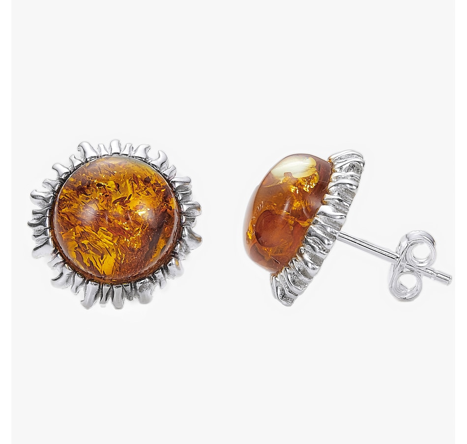 Image 244934.jpg, Product 244-934 / Price $59.99, Amber Extraordinaire Sterling Silver Amber Sun Stud Earrings from Amber Extraordinaire on TSC.ca's Jewellery department