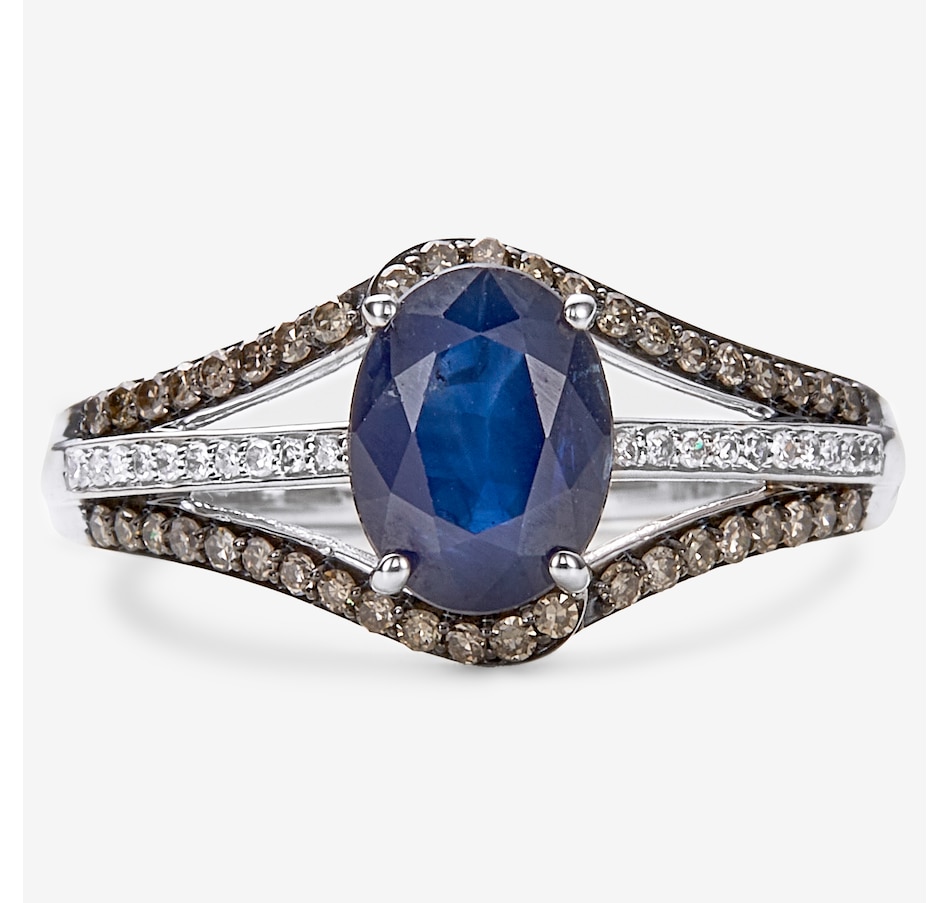 Image 245003.jpg, Product 245-003 / Price $829.99, 14K White Gold Blue Sapphire, White & Champagne Diamonds Ring from The Vault on TSC.ca's Jewellery department