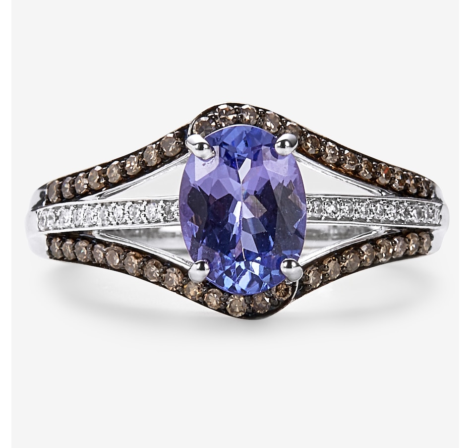 Image 245004.jpg, Product 245-004 / Price $929.99, 14K White Gold 1.30ctw Tanzanite, White & Champagne Diamond Ring from The Vault on TSC.ca's Jewellery department