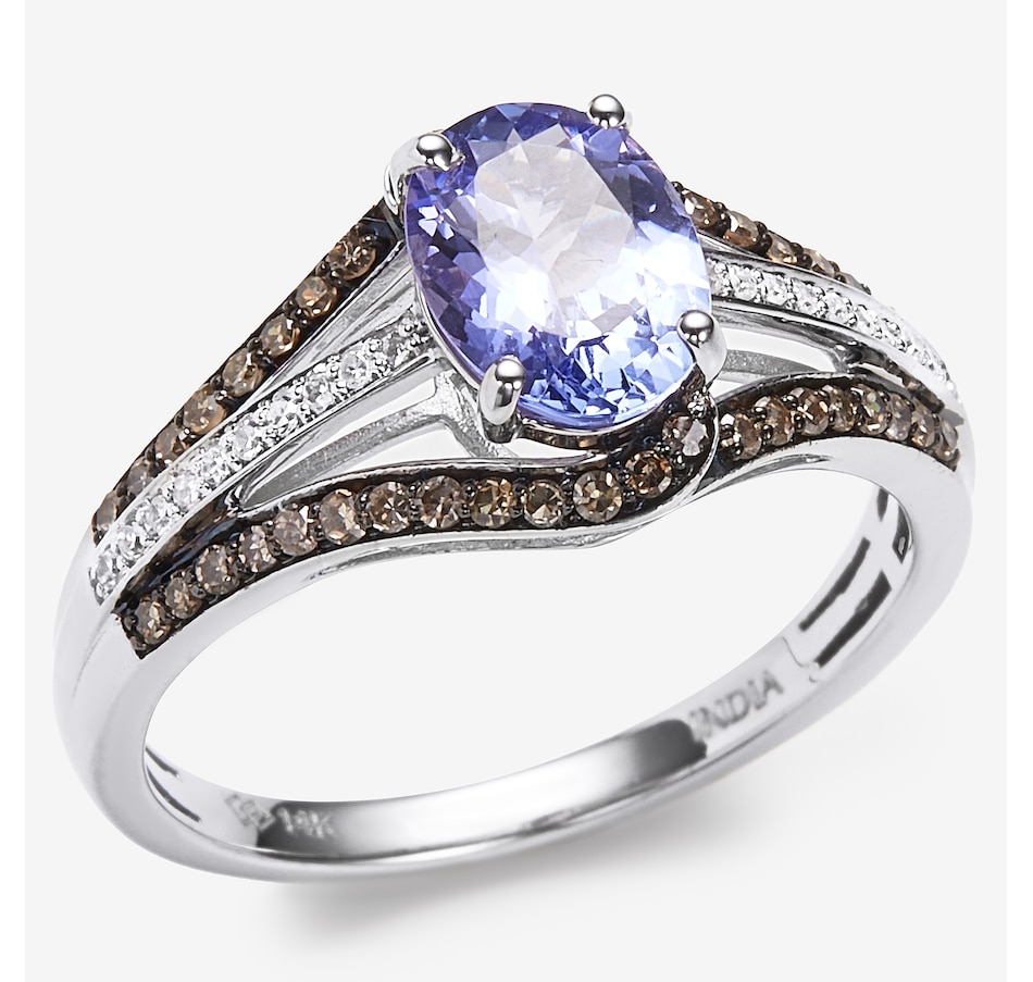 Image 245004_ALTMORE2.jpg, Product 245-004 / Price $929.99, 14K White Gold 1.30ctw Tanzanite, White & Champagne Diamond Ring from The Vault on TSC.ca's Jewellery department