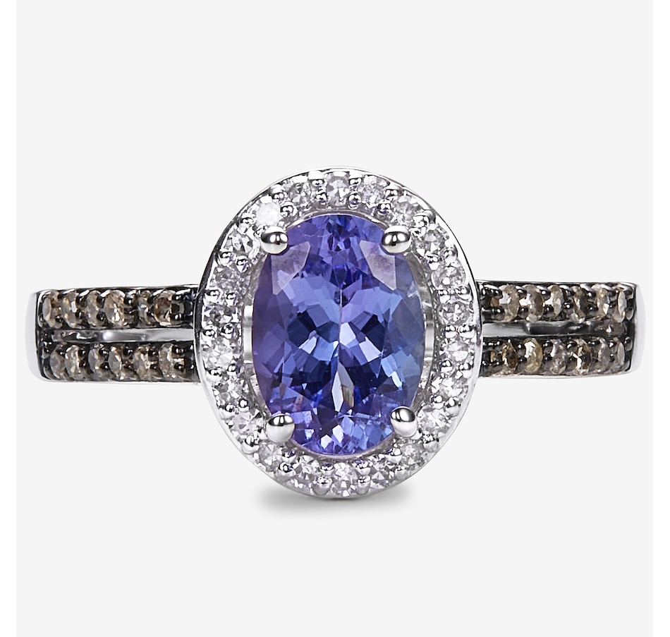 Image 245005.jpg, Product 245-005 / Price $829.99, 14K White Gold 1.30ctw Tanzanite, White & Champagne Diamonds Ring from The Vault on TSC.ca's Jewellery department