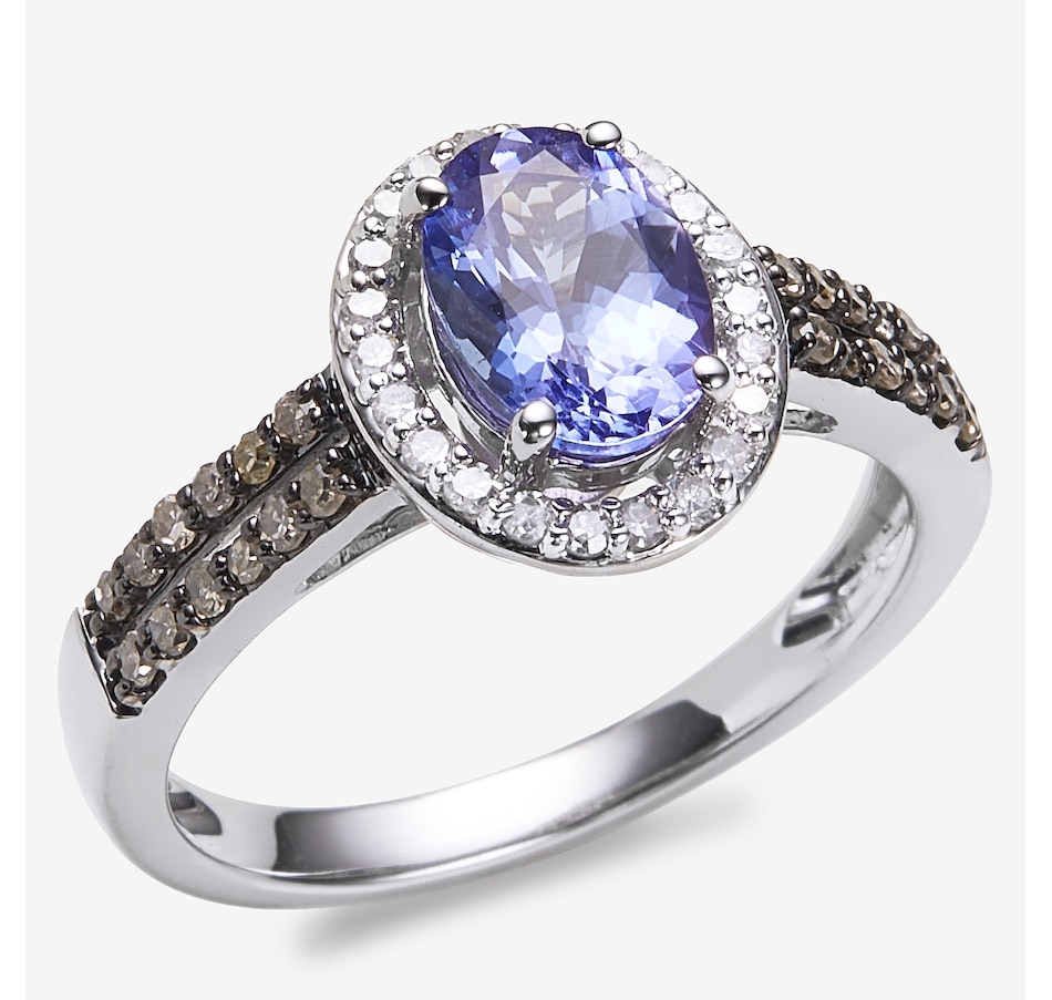 Image 245005_ALTMORE2.jpg, Product 245-005 / Price $829.99, 14K White Gold 1.30ctw Tanzanite, White & Champagne Diamonds Ring from The Vault on TSC.ca's Jewellery department