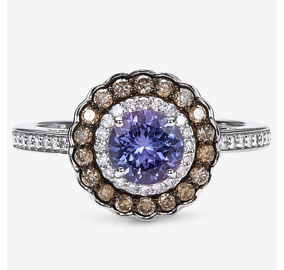 Image 245006.jpg, Product 245-006 / Price $829.99, 14K White Gold 1.32ctw Tanzanite, White & Champagne Diamonds Ring from The Vault on TSC.ca's Jewellery department