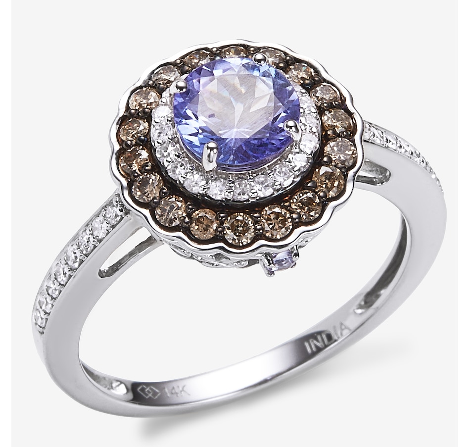 Image 245006_ALTMORE2.jpg, Product 245-006 / Price $829.99, 14K White Gold 1.32ctw Tanzanite, White & Champagne Diamonds Ring from The Vault on TSC.ca's Jewellery department