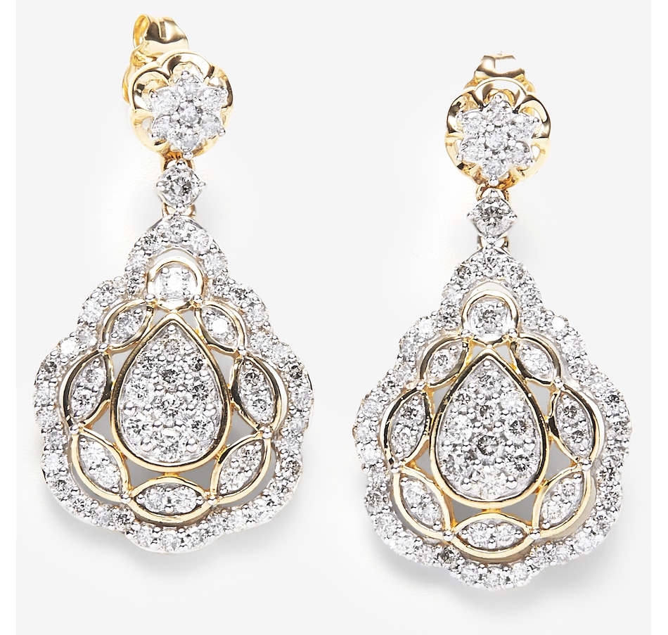 Image 245032.jpg, Product 245-032 / Price $999.99, 10K Two Tone Gold 1.45ctw Pear Shape Diamond Drop Earrings from Diamond Show on TSC.ca's Jewellery department